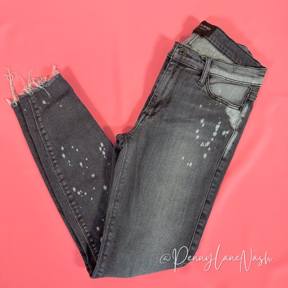 Black Orchid Noah Paint Splatter Ankle Fray Skinny Jean Galaxian - Picture 11 of 11